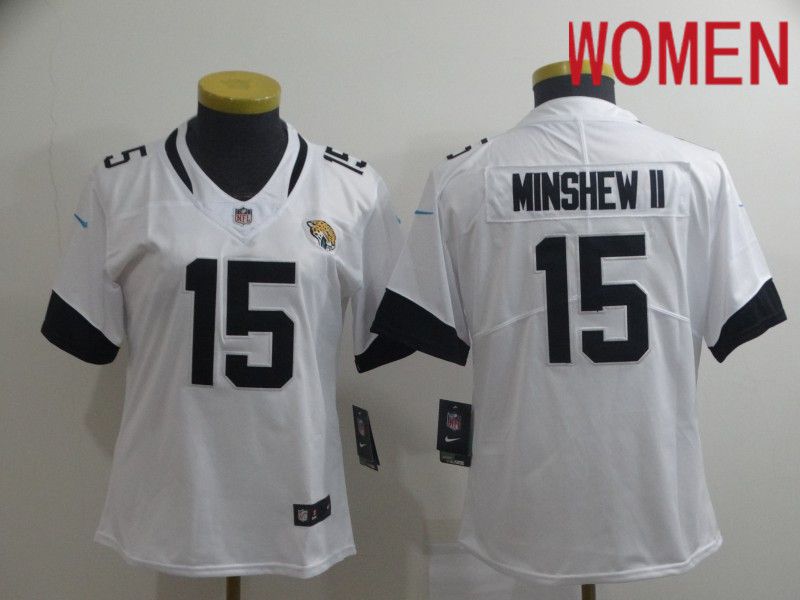 Women Jacksonville Jaguars 15 Minshew ii White Nike Vapor Untouchable Limited Player NFL Jerseys